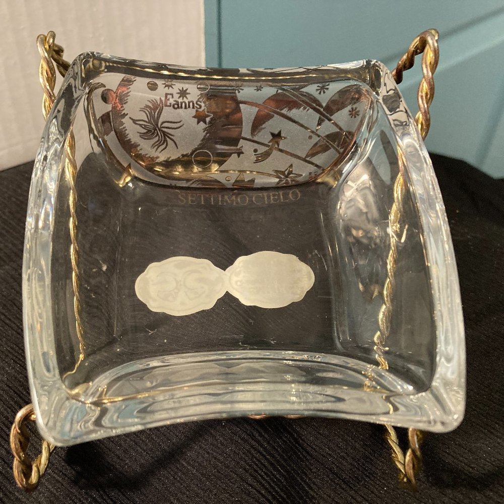 Gioielleria Bomboniere Glass Trinket Dish-1.5"H-Settimo Cielo Lazzaro Italy-EUC